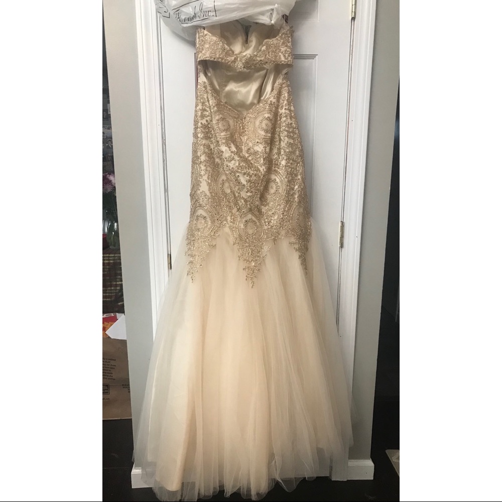 Champagne/Gold Mermaid Prom Dress - Picture 3 of 4